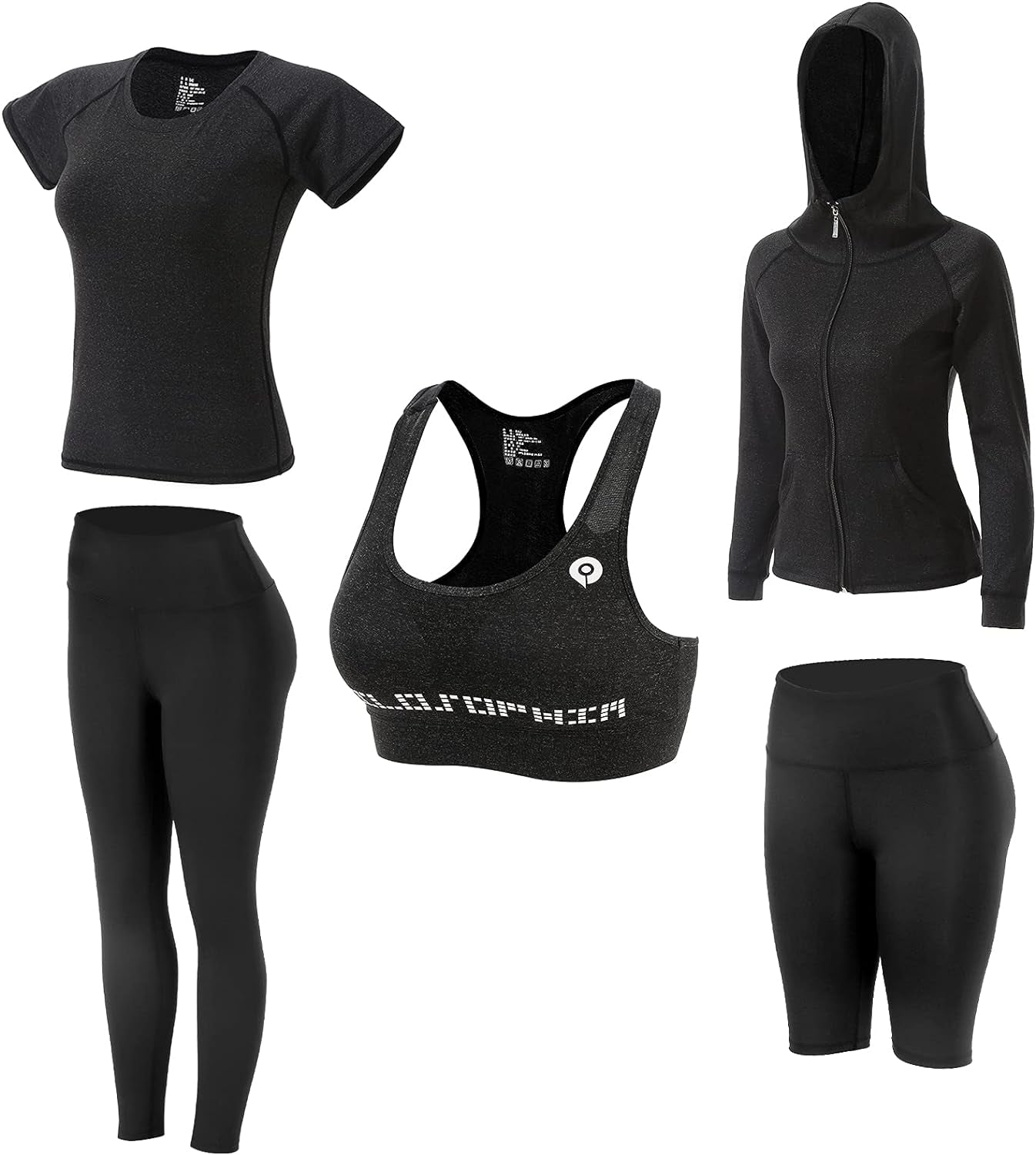 Women Workout Clothes Set 5 PCS Exercise Athletic Outfits Set