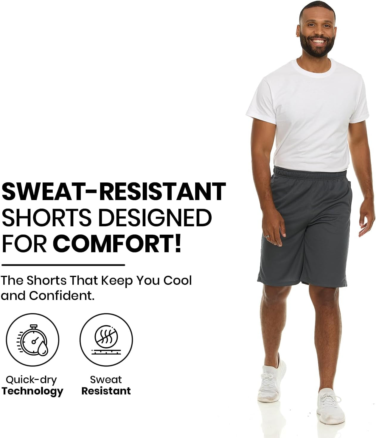 4 Pack: Men'S Dry-Fit Sweat Resistant Active Athletic Performance Shorts