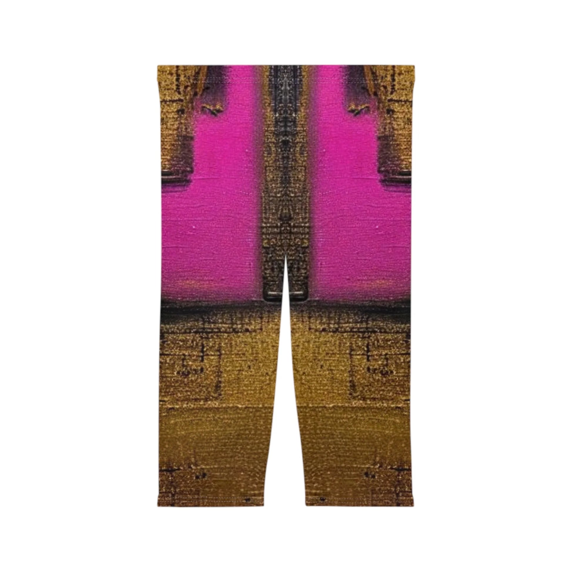 Women’S Capri Leggings GOLDEN BLACK PINK by Queennoble