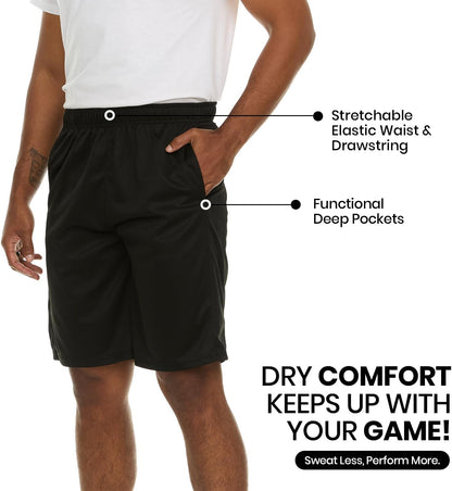 4 Pack: Men'S Dry-Fit Sweat Resistant Active Athletic Performance Shorts