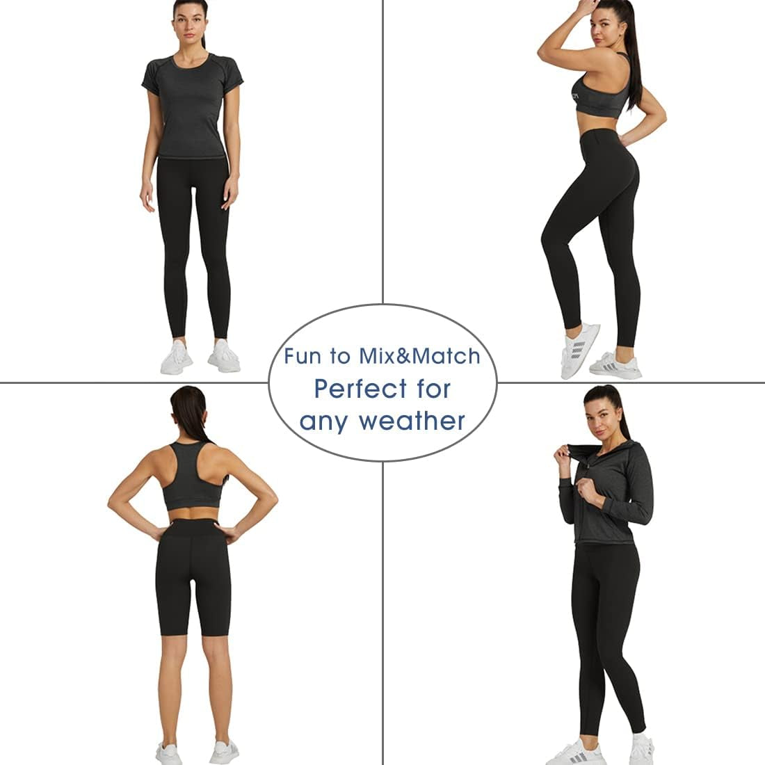 Women Workout Clothes Set 5 PCS Exercise Athletic Outfits Set