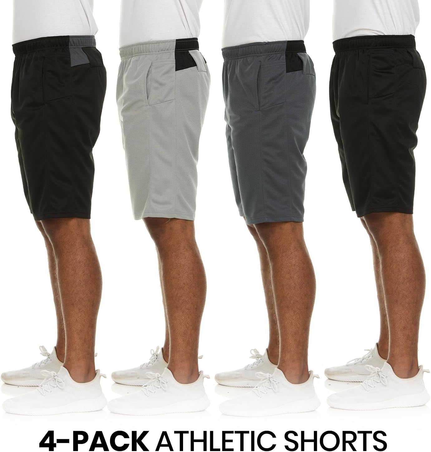 4 Pack: Men'S Dry-Fit Sweat Resistant Active Athletic Performance Shorts