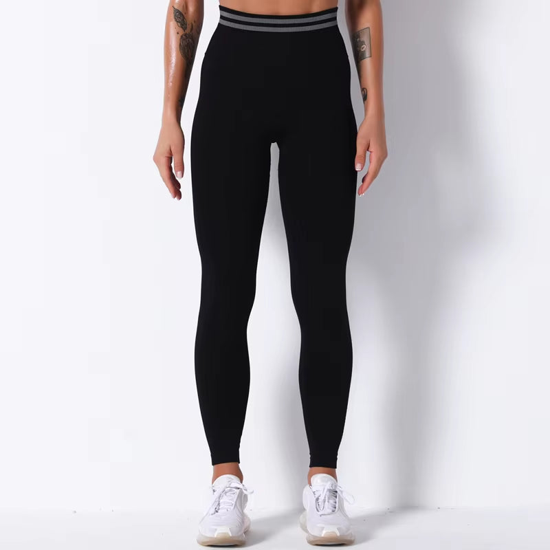 Women'S New Sports Bra Workout Clothes Set Knitted Seamless Sexy Hip-Lifting Fitness Yoga Pants Gym Training Running Leggings